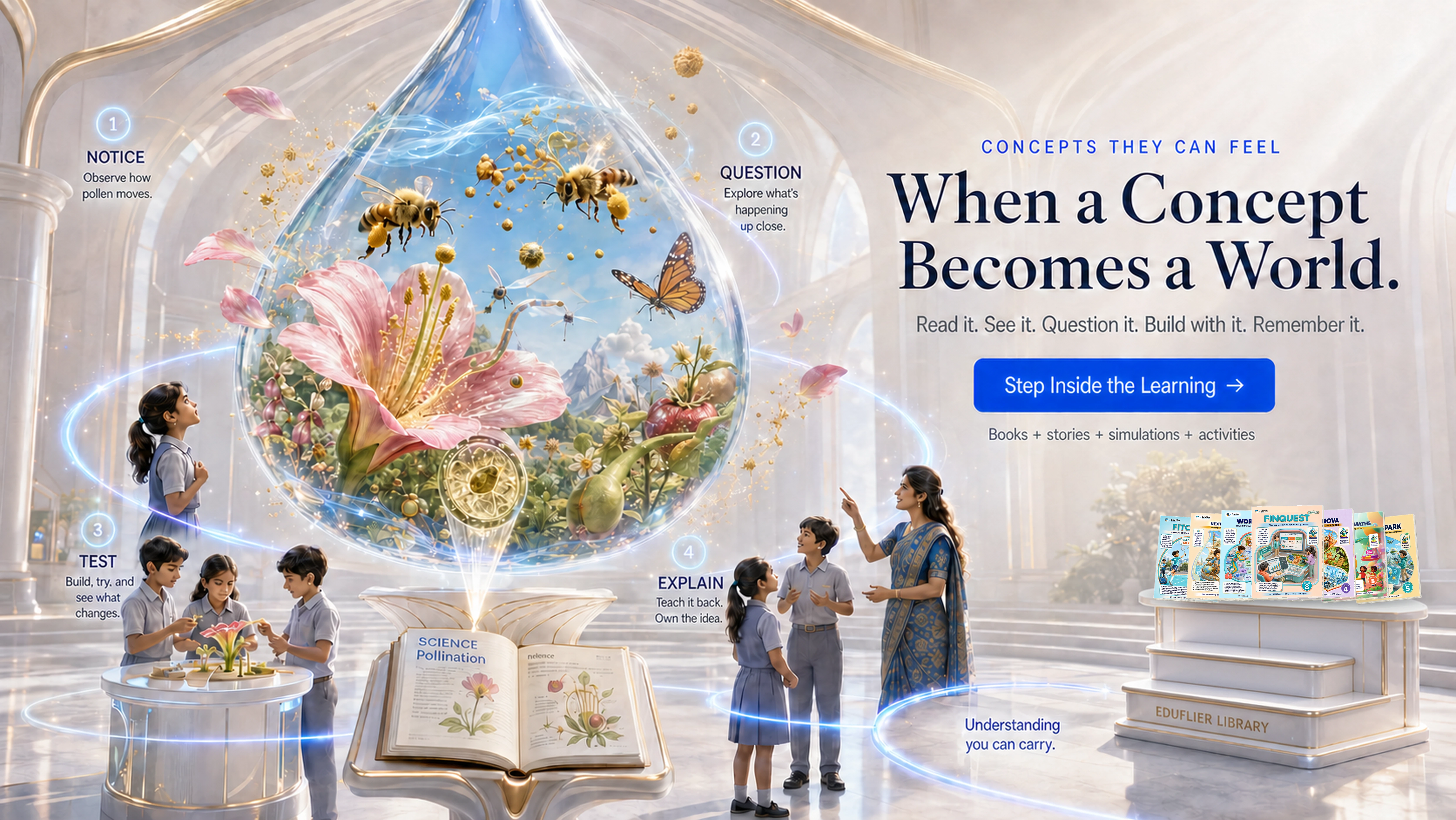 A Science concept transformed into an immersive pollination world